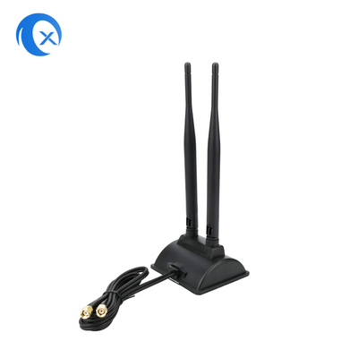 आरपी-एसएमए पुरुष कनेक्टर के साथ 6dBi वाईफाई एंटीना 2.4GHz 5GHz दोहरी बैंड मैग्नेटिक बेस पीसीआई-ई वाईफाई वायरलेस राउटर के लिए