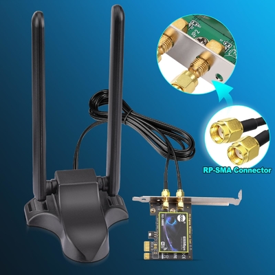 वाईफाई 6ई एंटीना ट्राई बैंड 2.4GHz 5GHz 6GHz चुंबकीय आधार वाईफाई एंटीना आरपी-एसएमए कनेक्टर पीसी डेस्कटॉप वायरलेस राउटर के लिए