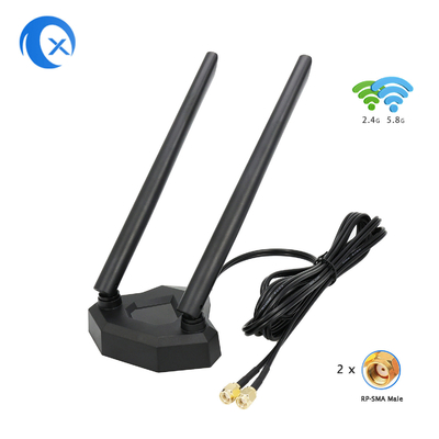 पीसीआई-ई वाईफाई नेटवर्क कार्ड वायरलेस राउटर के लिए 2.4GHz 5GHz डुअल बैंड एंटीना चुंबकीय आधार